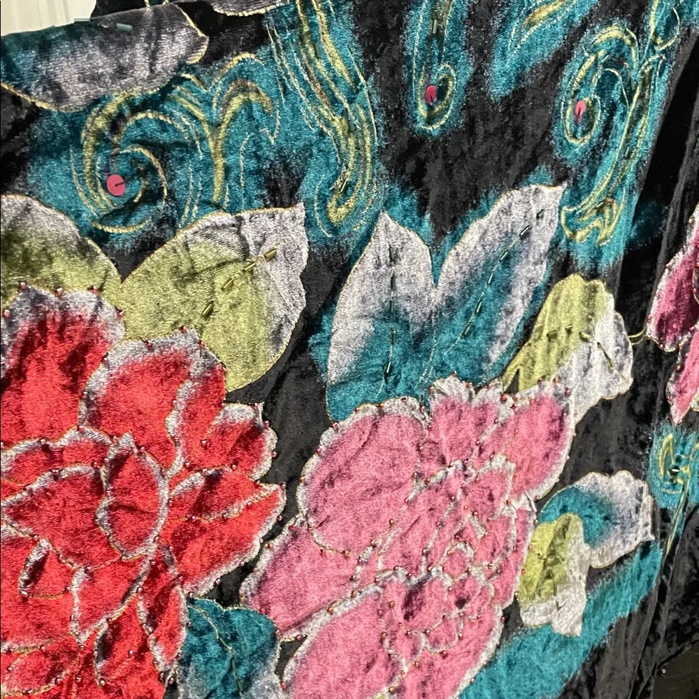 Coldwater Creek Black and Multicolor Embroidered/ Sequence  Poncho O/S